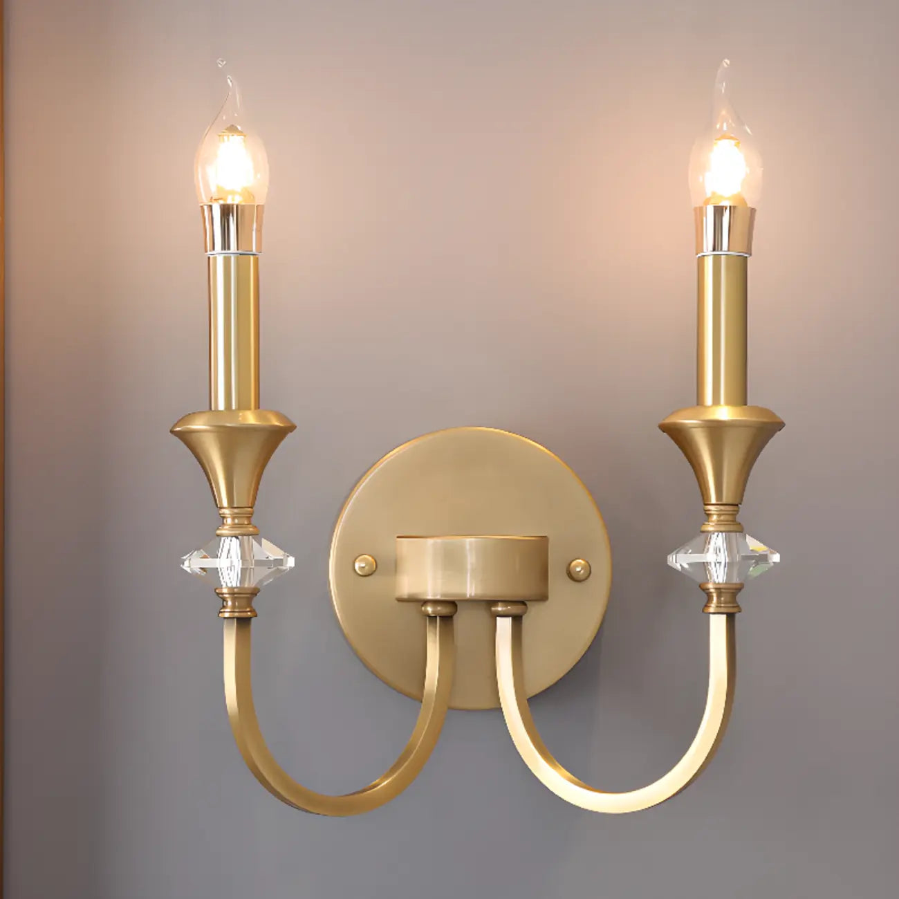 Applique murale vintage en fonte et cristal