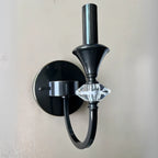 Applique murale vintage en fonte et cristal
