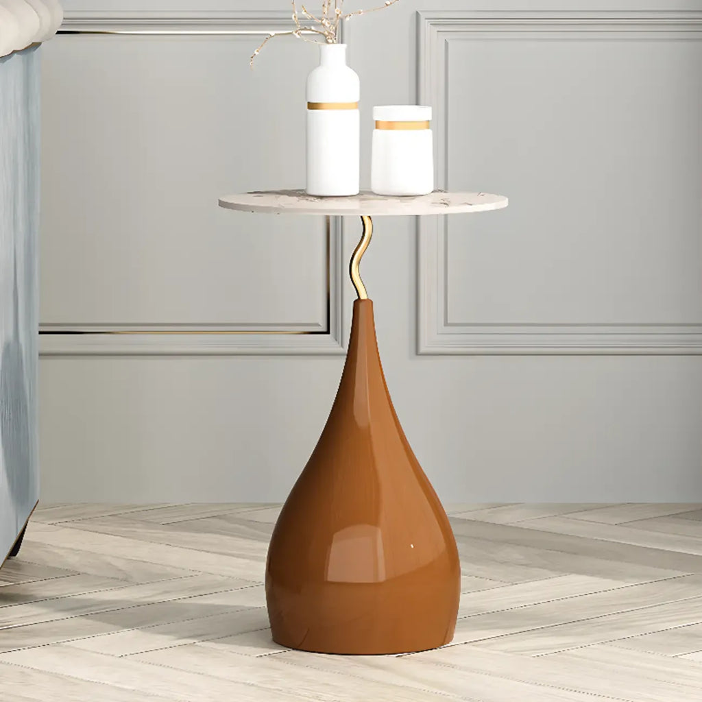 Table d'appoint ronde en pierre brune de style scandinave