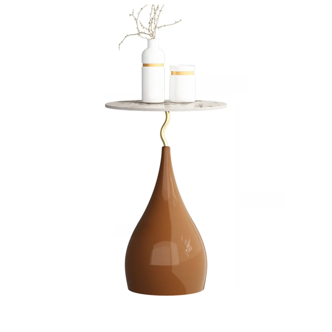 Table d'appoint ronde en pierre brune de style scandinave