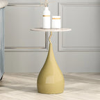 Table d'appoint ronde en pierre brune de style scandinave
