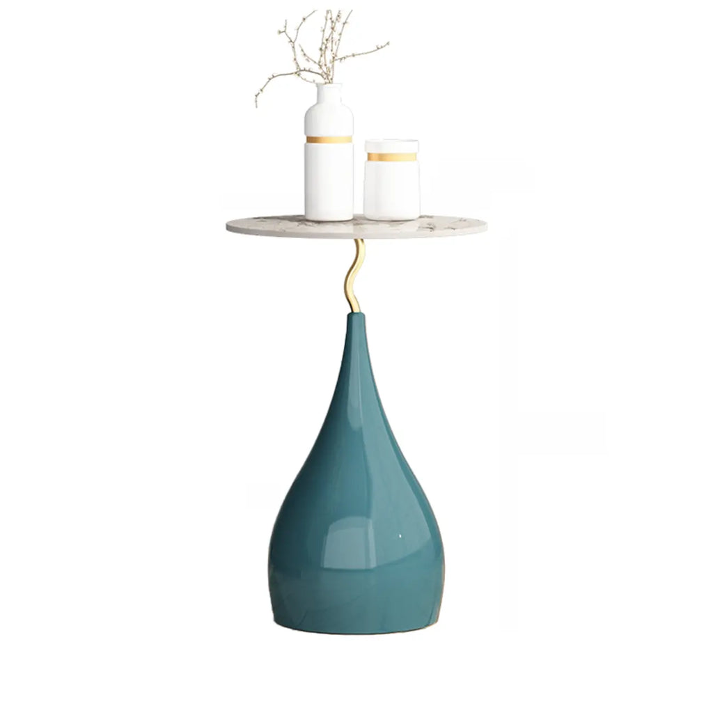 Table d'appoint ronde en pierre brune de style scandinave