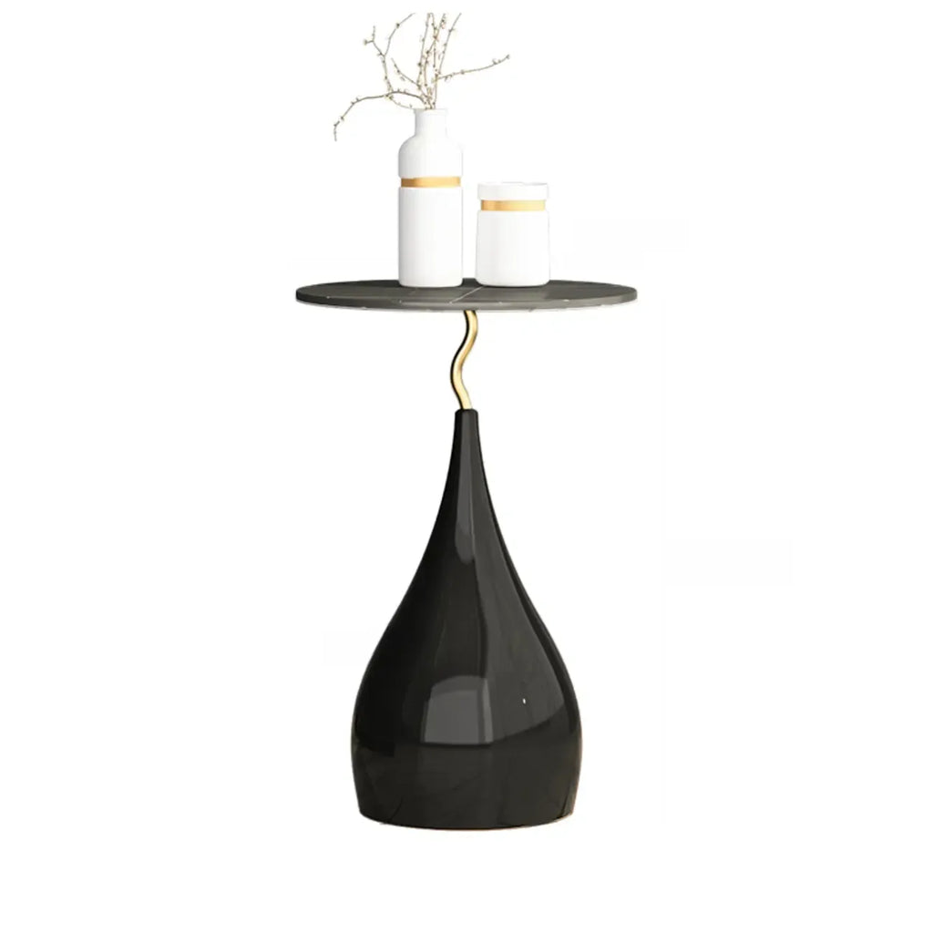 Table d'appoint ronde en pierre brune de style scandinave