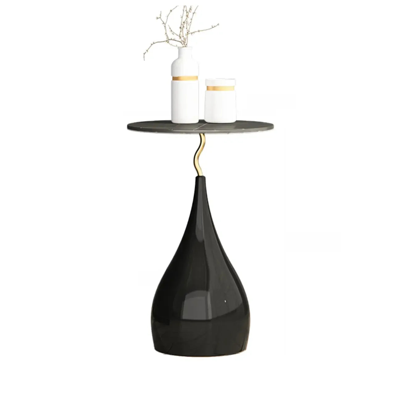 Table d'appoint ronde en pierre brune de style scandinave