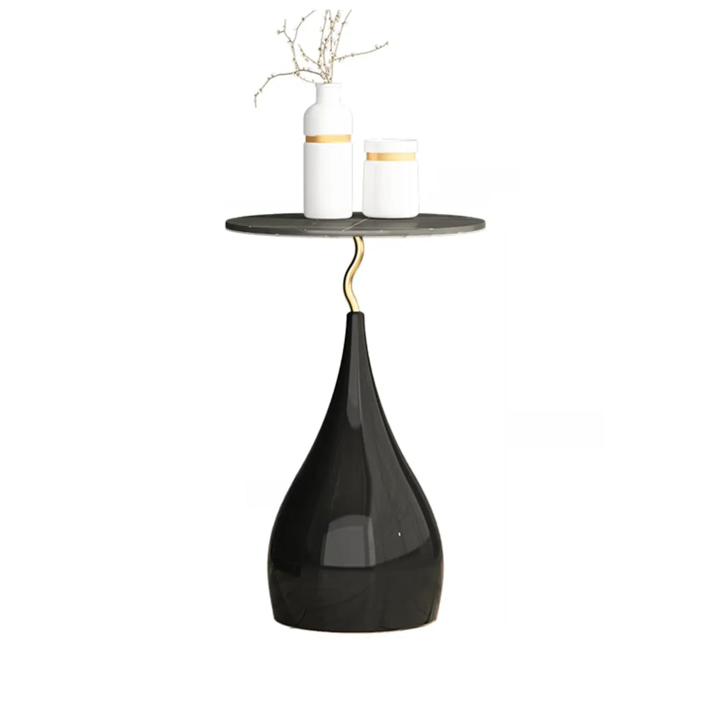 Table d'appoint ronde en pierre brune de style scandinave