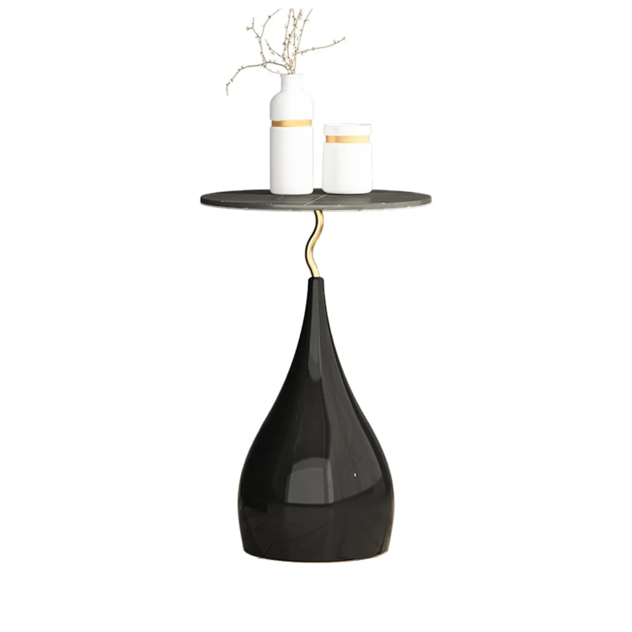 Table d'appoint ronde en pierre brune de style scandinave