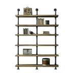 Étagère bibliothèque rectangulaire ouverte à 6 niveaux en bois brun