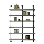 Étagère bibliothèque rectangulaire ouverte à 6 niveaux en bois brun