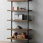 Étagère bibliothèque rectangulaire ouverte à 6 niveaux en bois brun