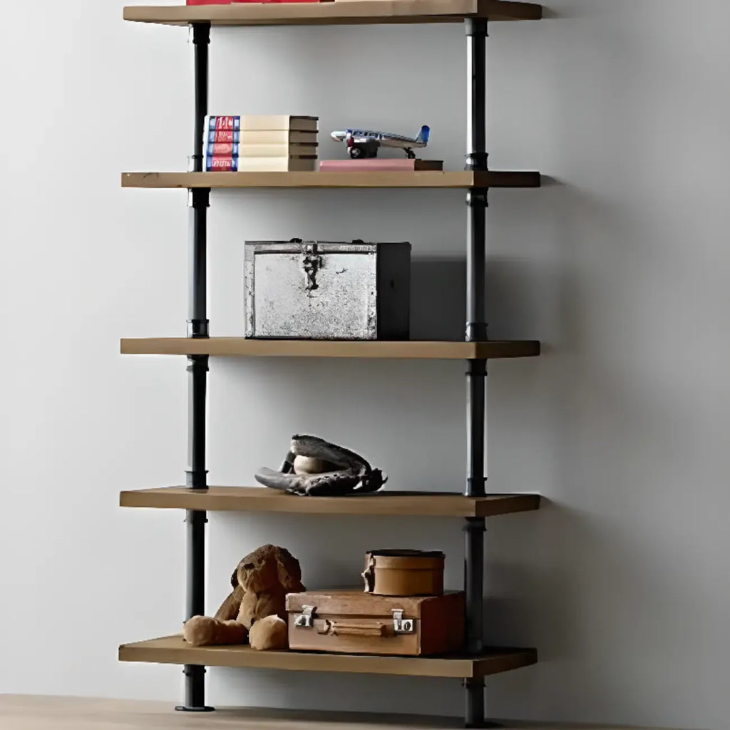 Étagère bibliothèque rectangulaire ouverte à 6 niveaux en bois brun