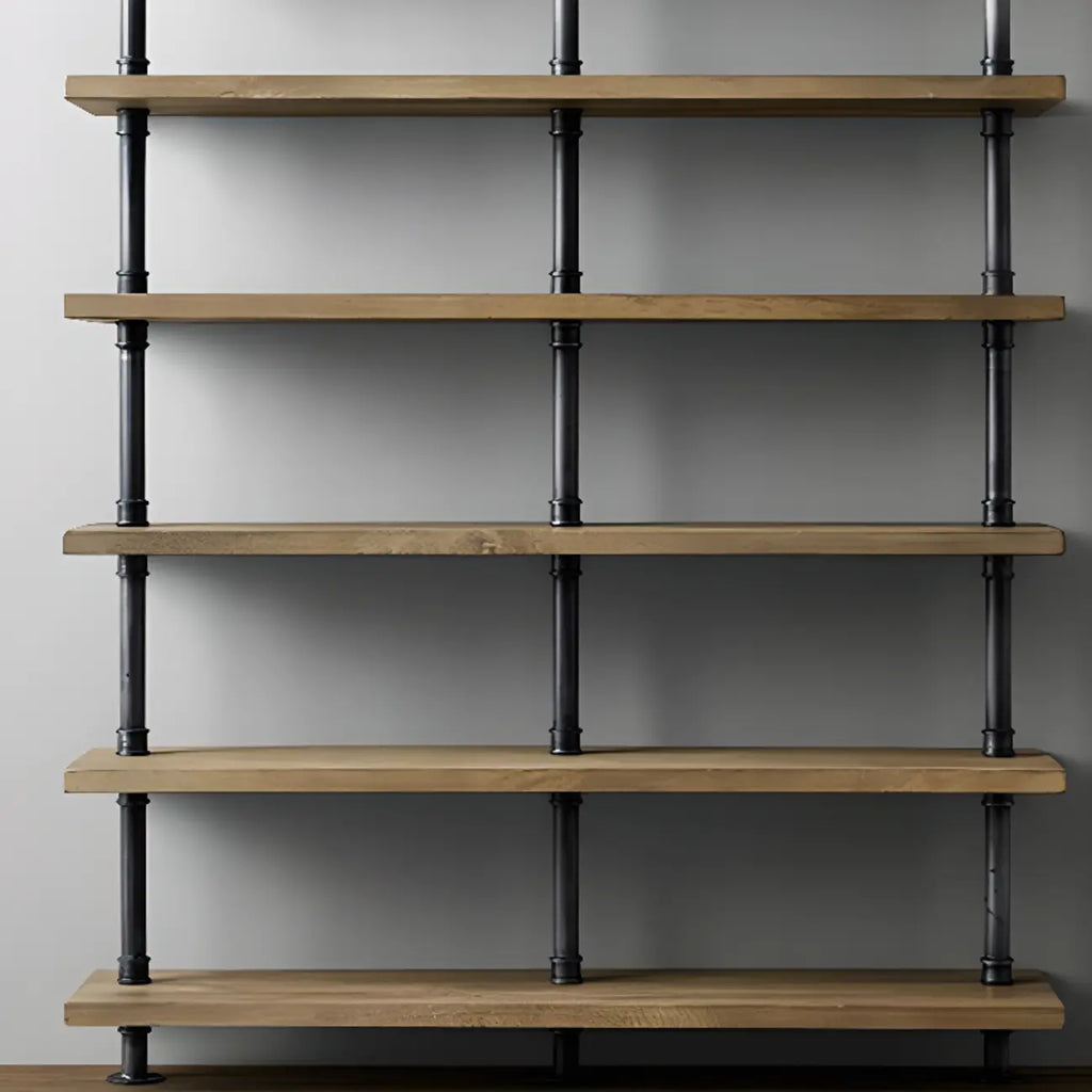 Étagère bibliothèque rectangulaire ouverte à 6 niveaux en bois brun