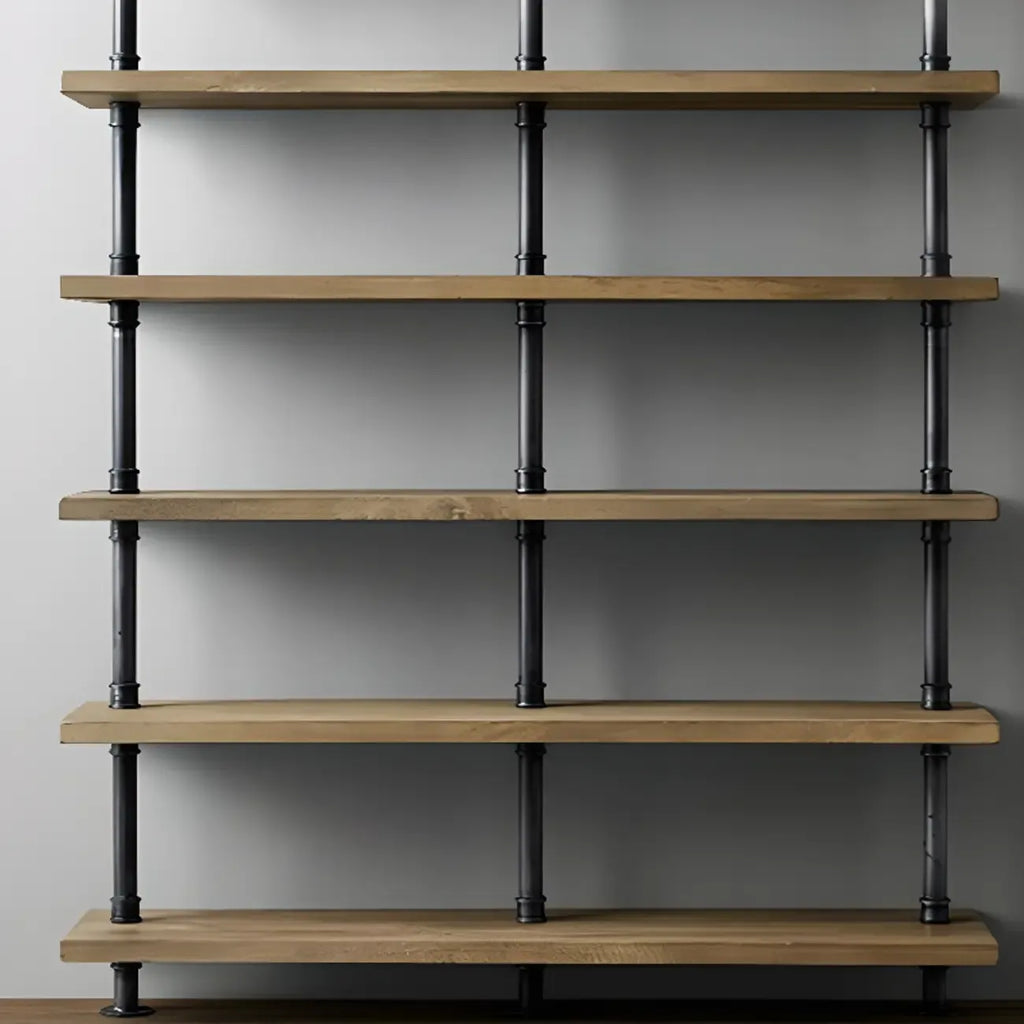 Étagère bibliothèque rectangulaire ouverte à 6 niveaux en bois brun