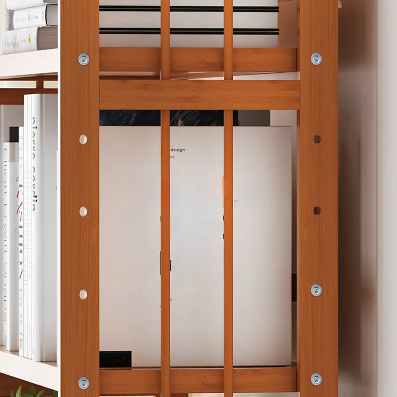 Étagères en bois minimalistes, réglables et verticales à dos ouvert
