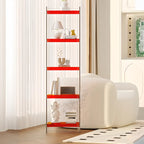 Bibliothèque verticale étroite à 4 niveaux en acrylique transparent, style minimaliste