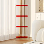Bibliothèque verticale étroite à 4 niveaux en acrylique transparent, style minimaliste