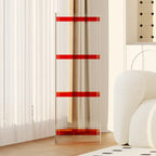 Bibliothèque verticale étroite à 4 niveaux en acrylique transparent, style minimaliste