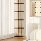 Bibliothèque verticale étroite à 4 niveaux en acrylique transparent, style minimaliste