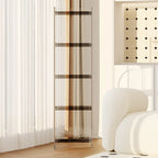 Bibliothèque verticale étroite à 4 niveaux en acrylique transparent, style minimaliste