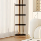 Bibliothèque verticale étroite à 4 niveaux en acrylique transparent, style minimaliste