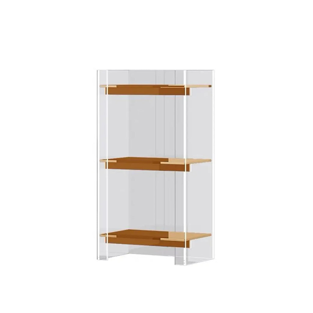 Bibliothèque verticale étroite à 4 niveaux en acrylique transparent, style minimaliste