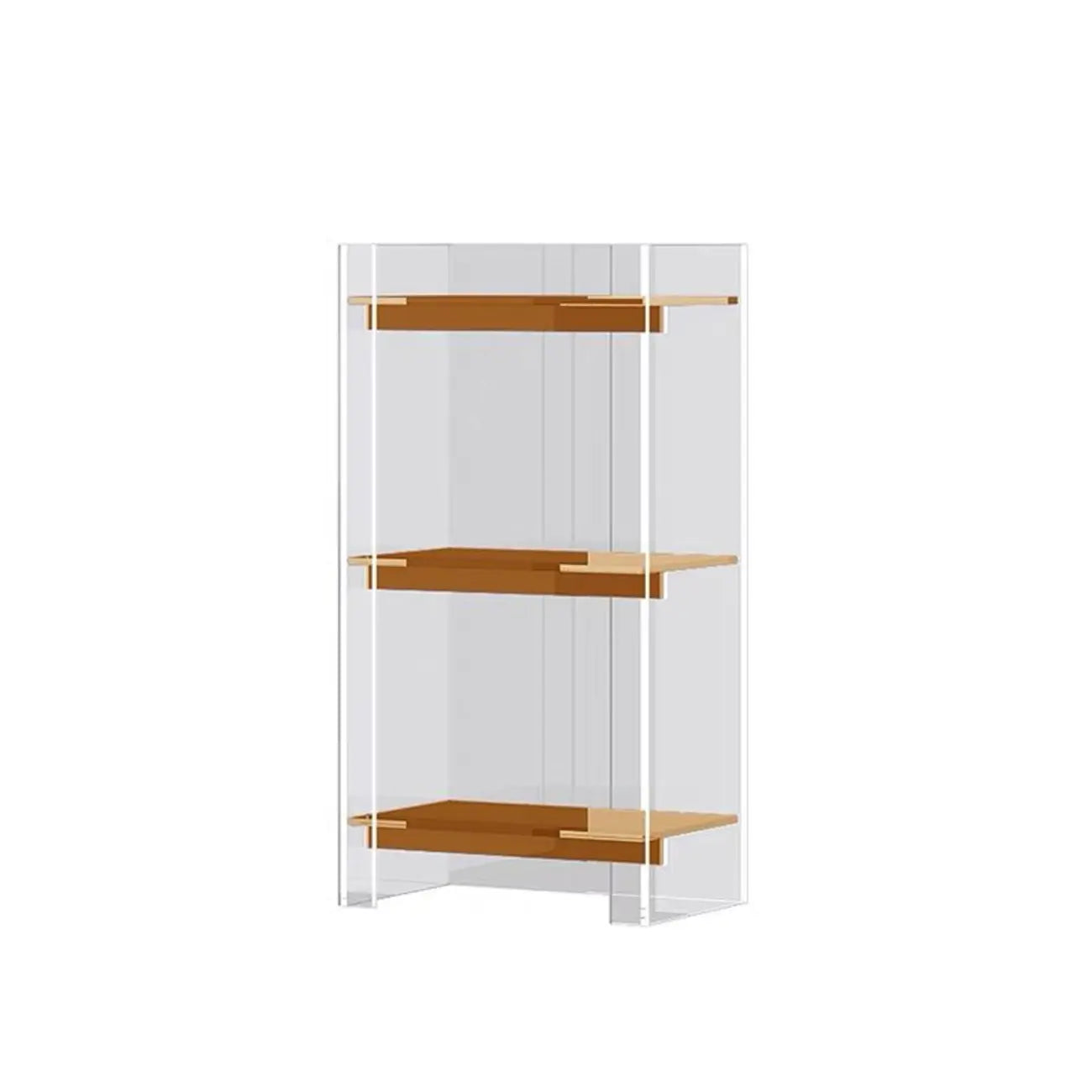 Bibliothèque verticale étroite à 4 niveaux en acrylique transparent, style minimaliste