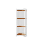 Bibliothèque verticale étroite à 4 niveaux en acrylique transparent, style minimaliste