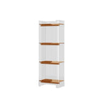 Bibliothèque verticale étroite à 4 niveaux en acrylique transparent, style minimaliste