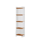 Bibliothèque verticale étroite à 4 niveaux en acrylique transparent, style minimaliste