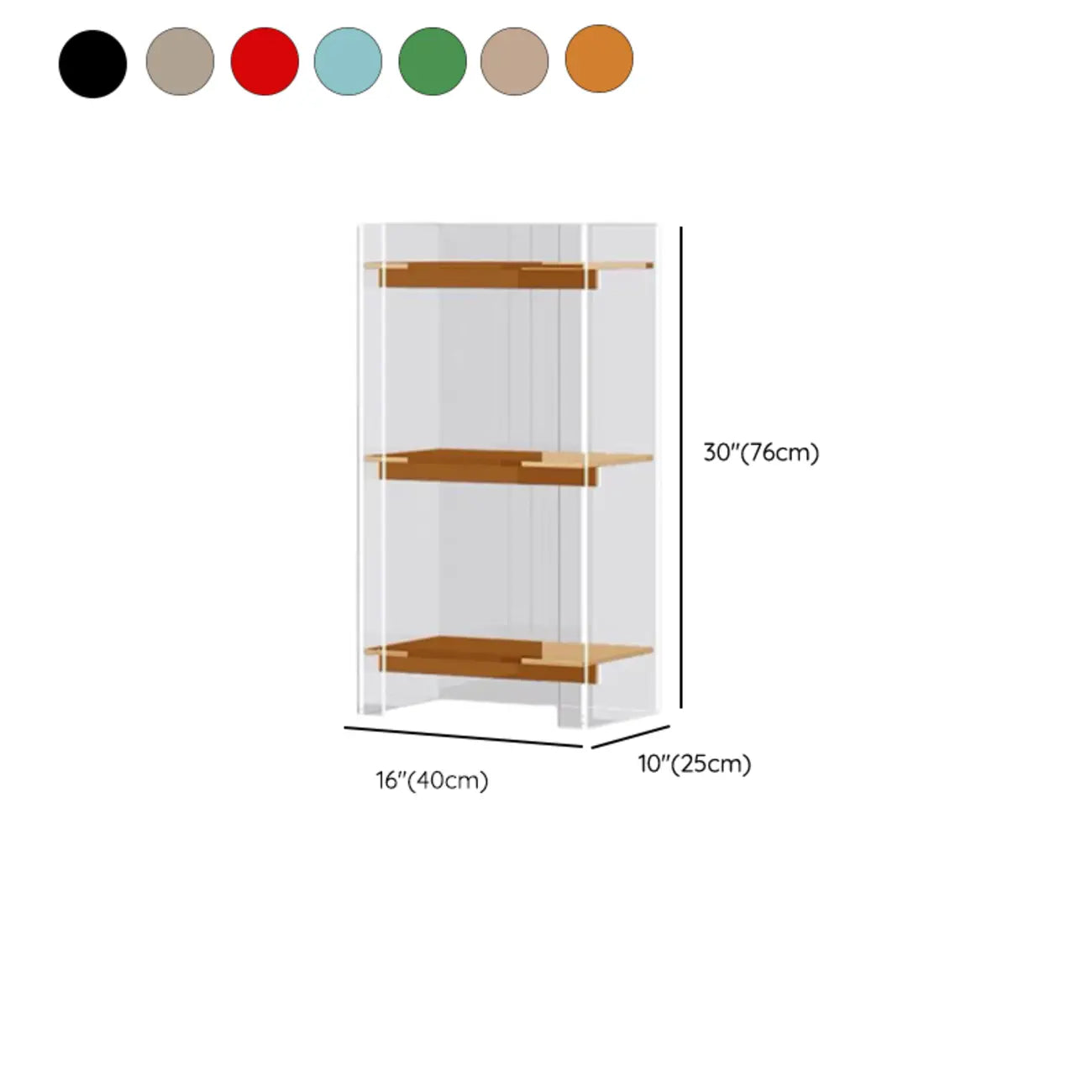 Bibliothèque verticale étroite à 4 niveaux en acrylique transparent, style minimaliste