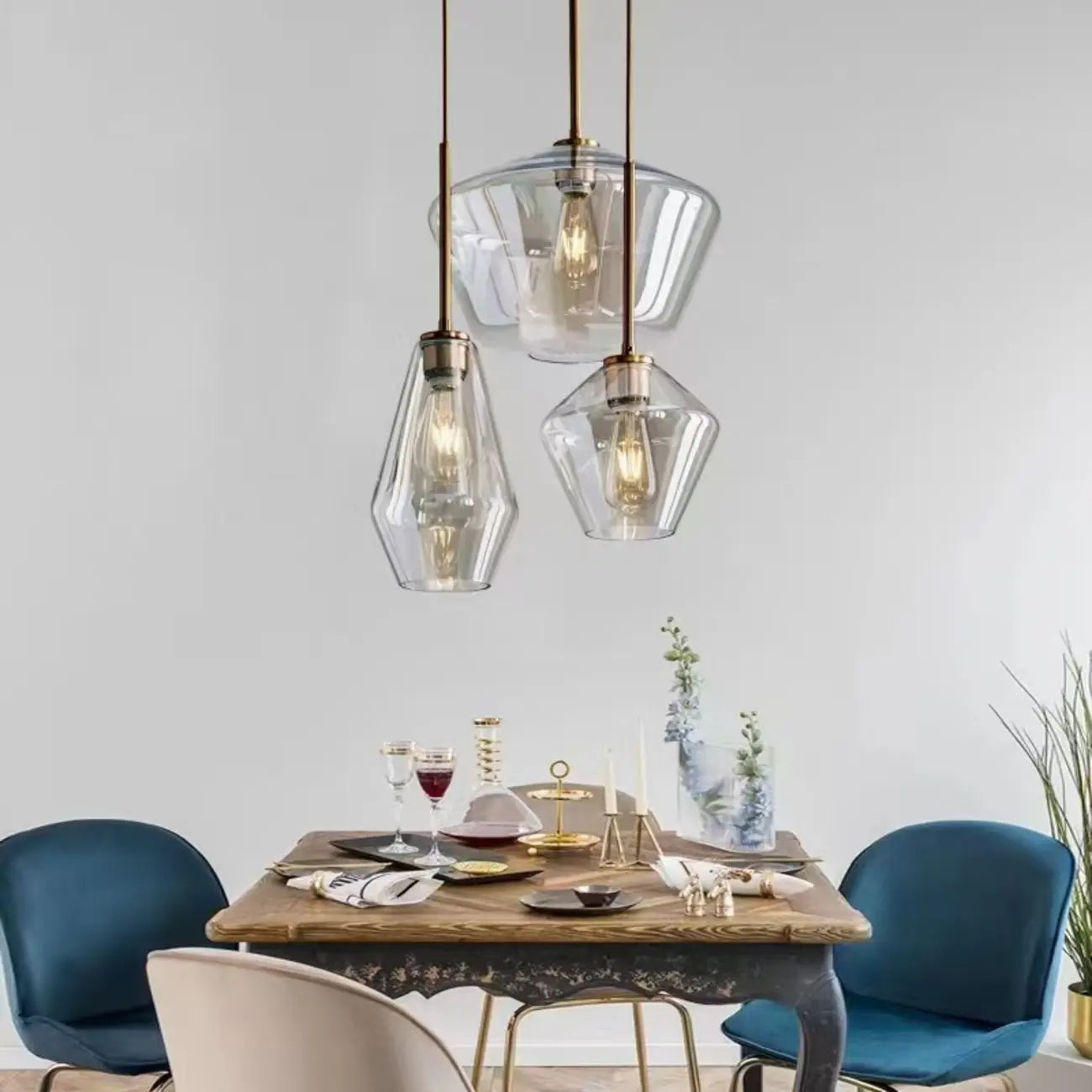 Suspension moderne en verre pour îlot de cuisine