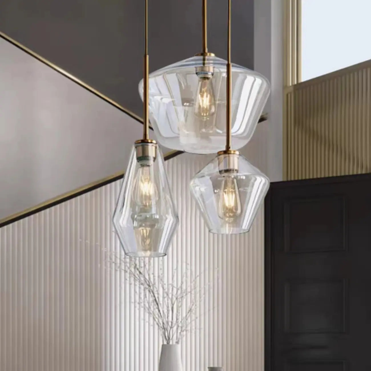 Suspension moderne en verre pour îlot de cuisine