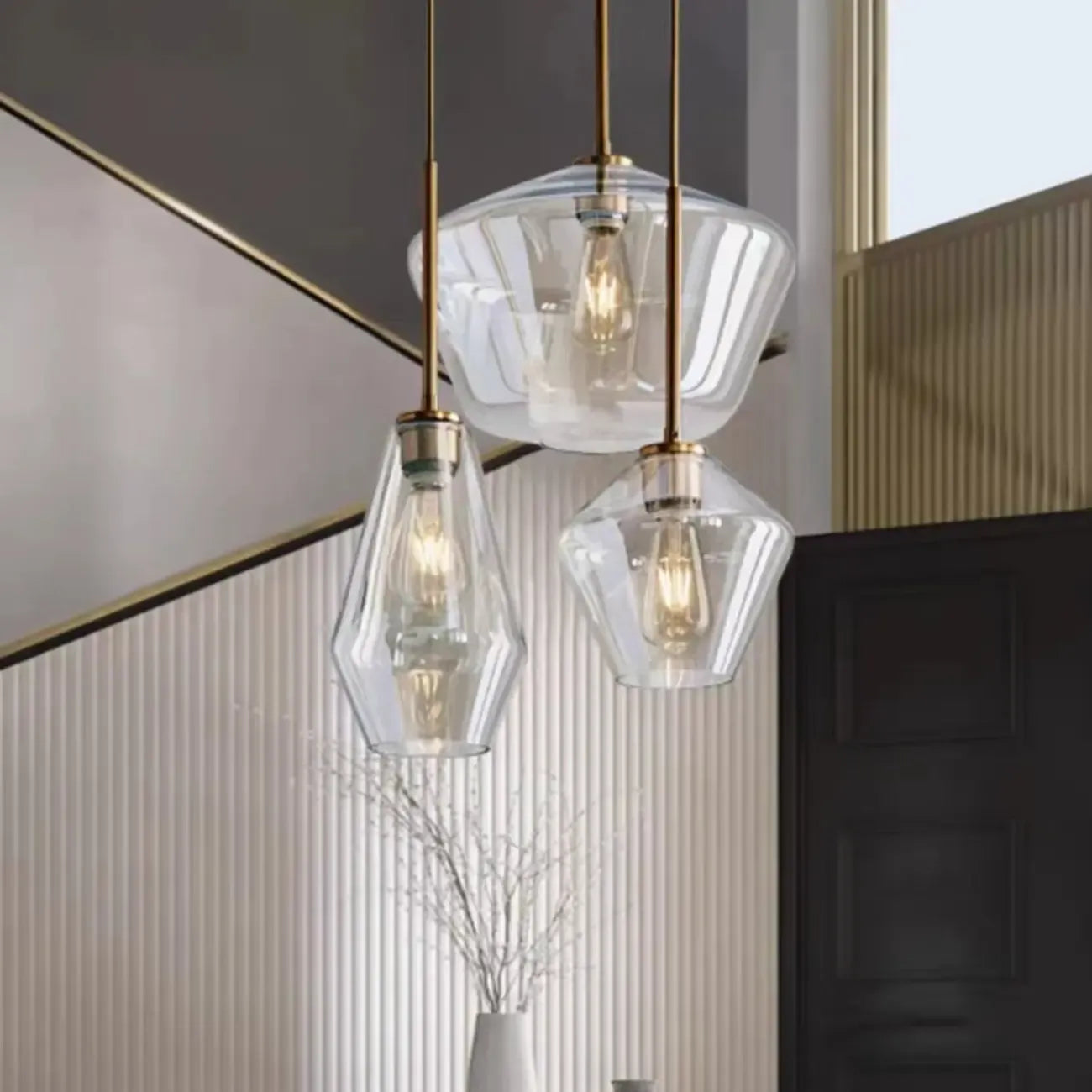 Suspension moderne en verre pour îlot de cuisine