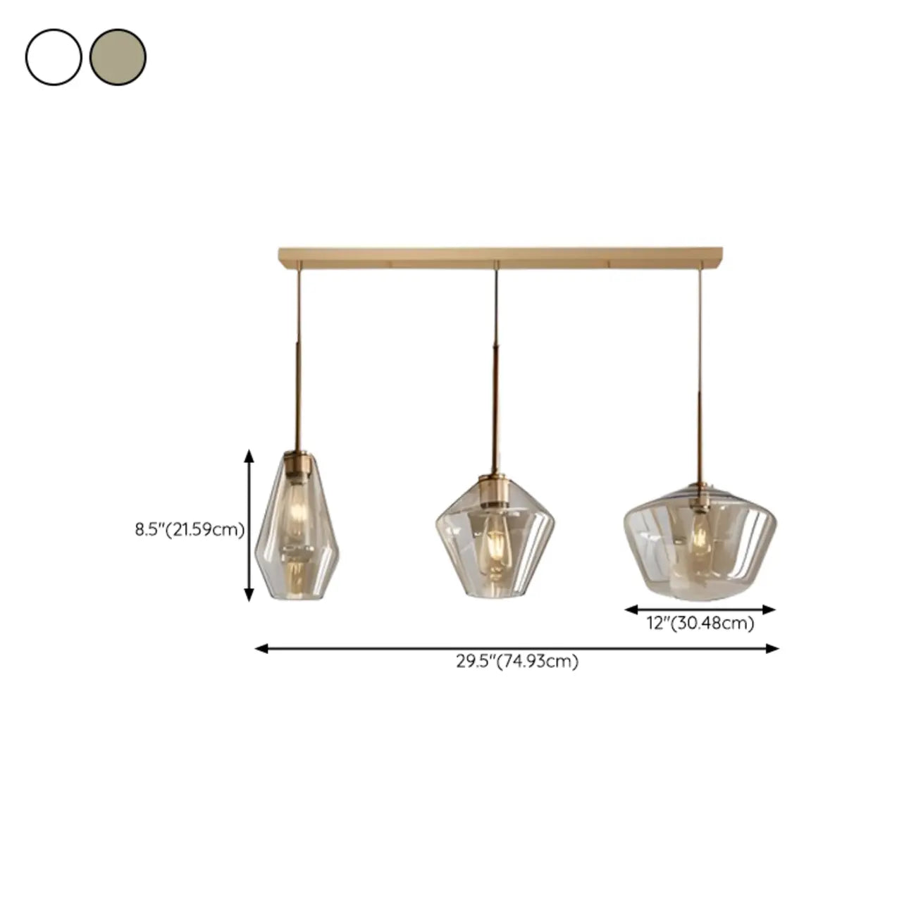 Suspension moderne en verre pour îlot de cuisine