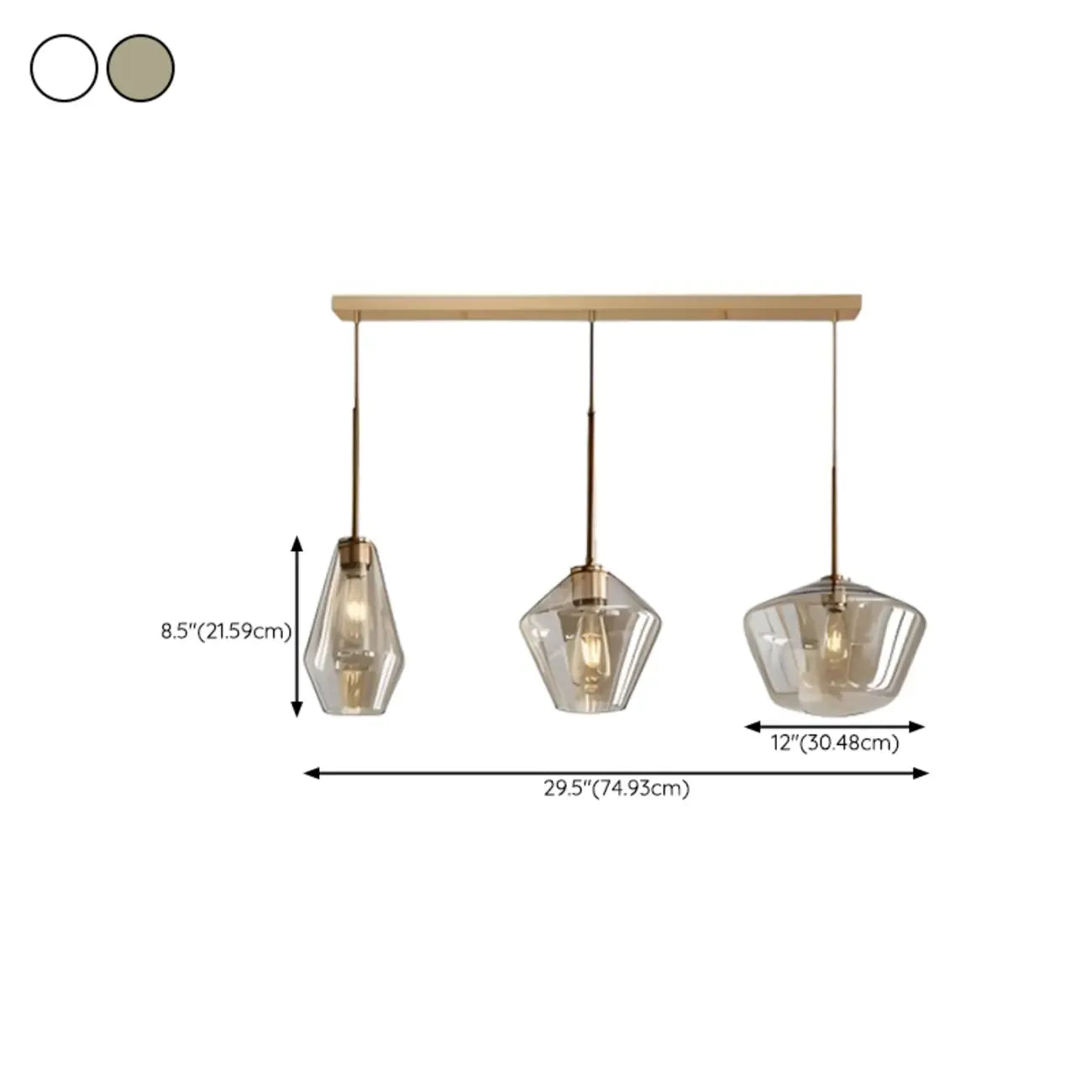 Suspension moderne en verre pour îlot de cuisine