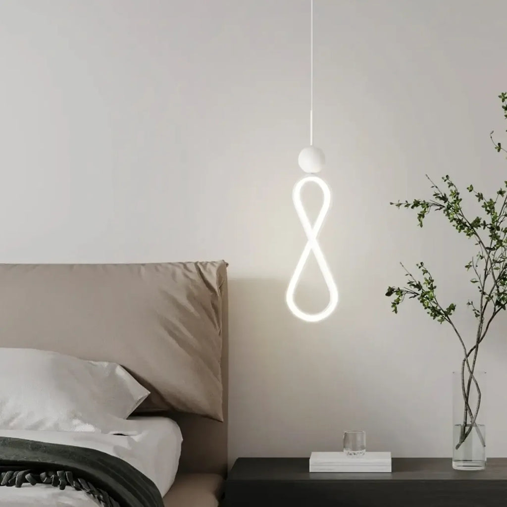 Suspension minimaliste en métal blanc avec LED