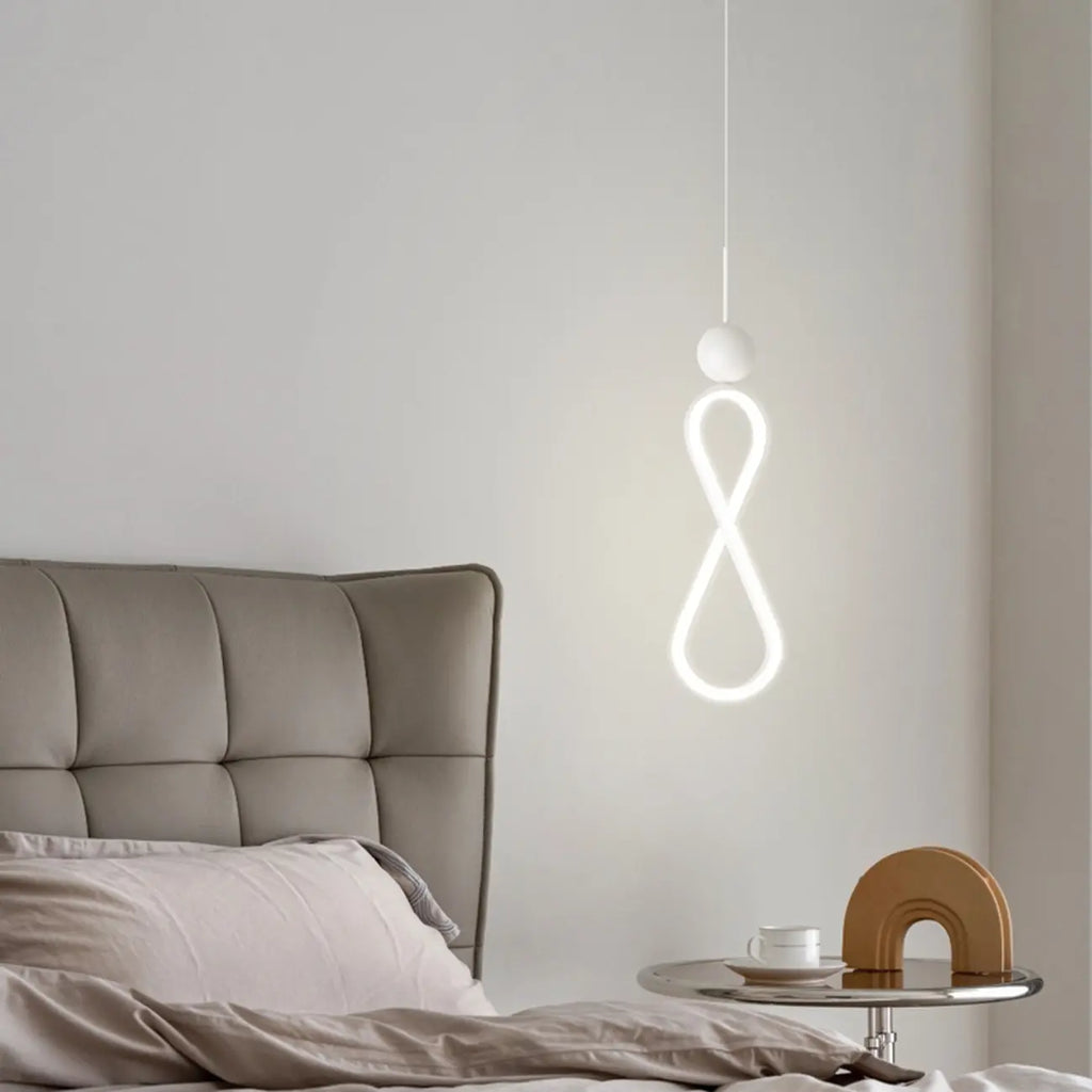 Suspension minimaliste en métal blanc avec LED