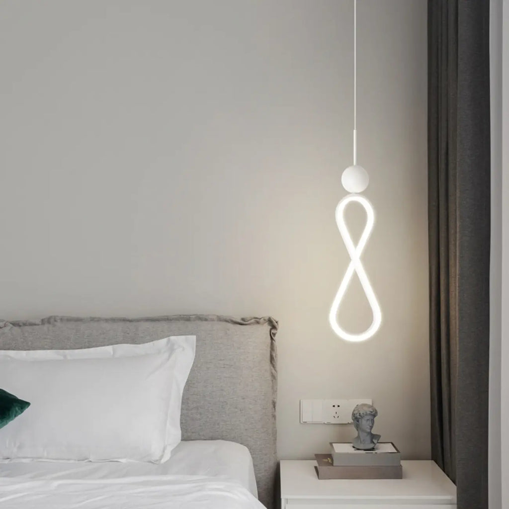 Suspension minimaliste en métal blanc avec LED