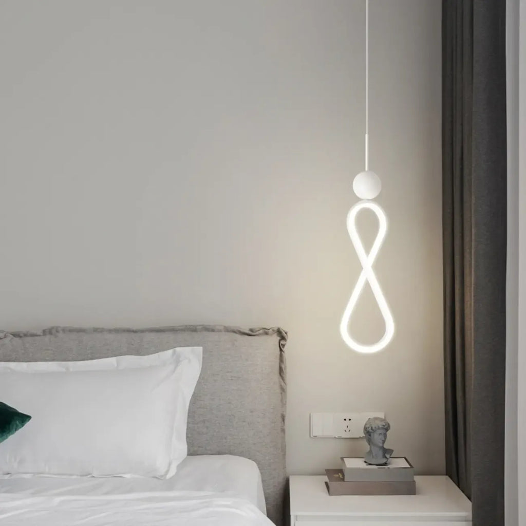 Suspension minimaliste en métal blanc avec LED