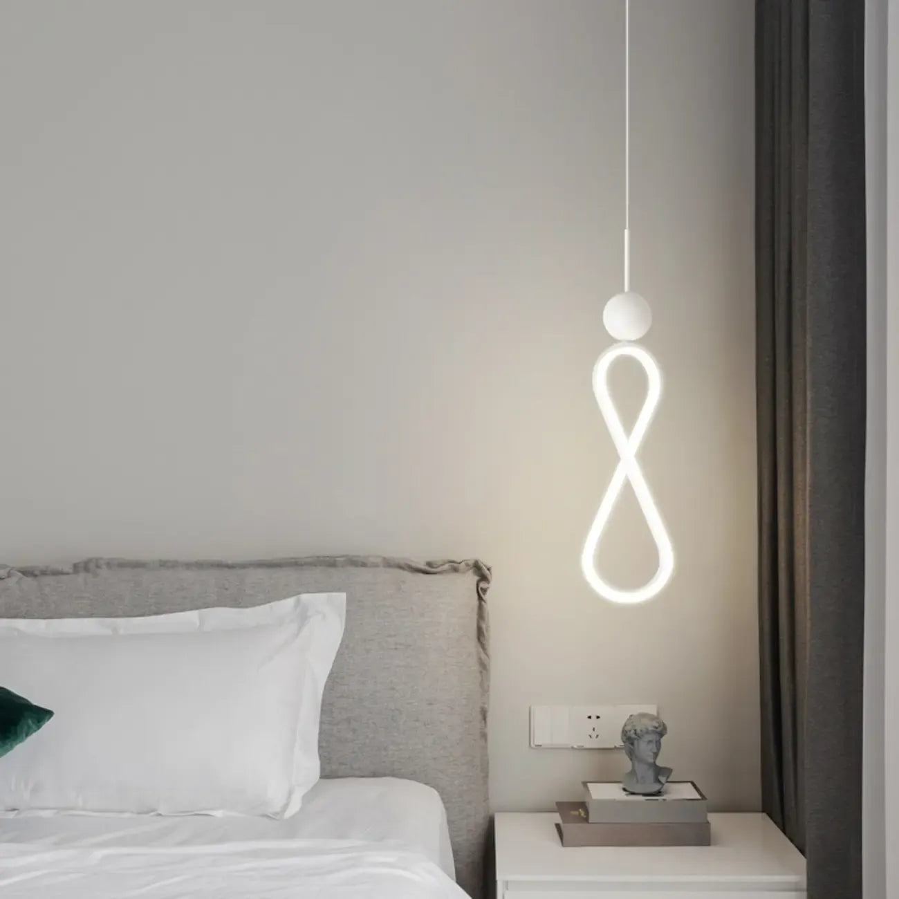 Suspension minimaliste en métal blanc avec LED
