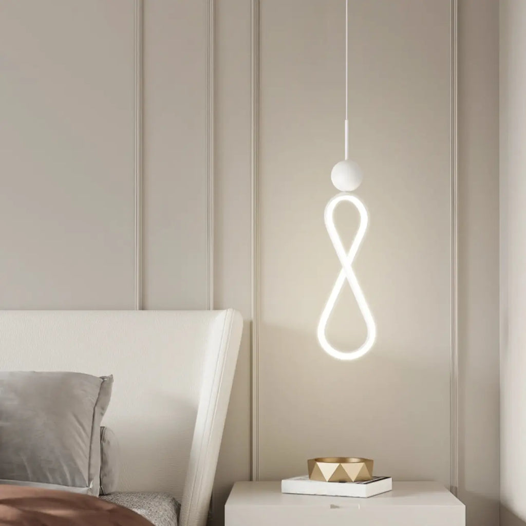 Suspension minimaliste en métal blanc avec LED