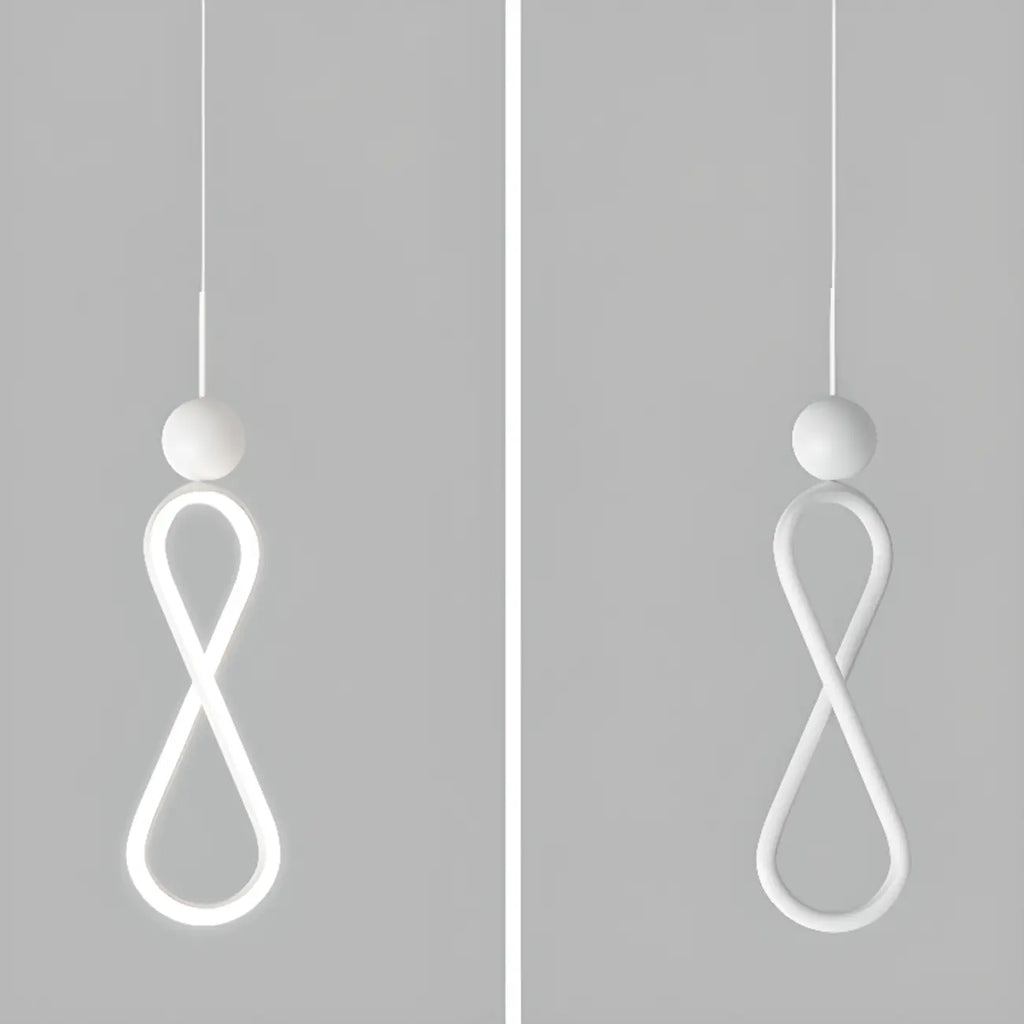 Suspension minimaliste en métal blanc avec LED