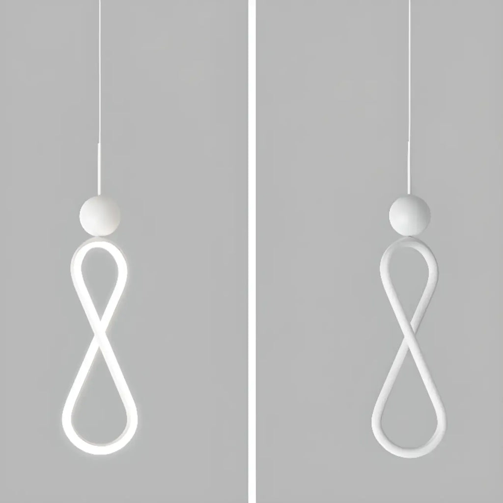 Suspension minimaliste en métal blanc avec LED