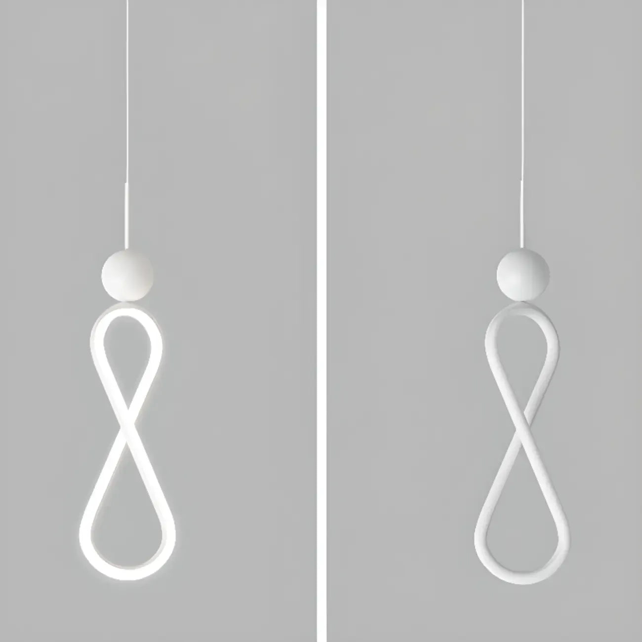 Suspension minimaliste en métal blanc avec LED