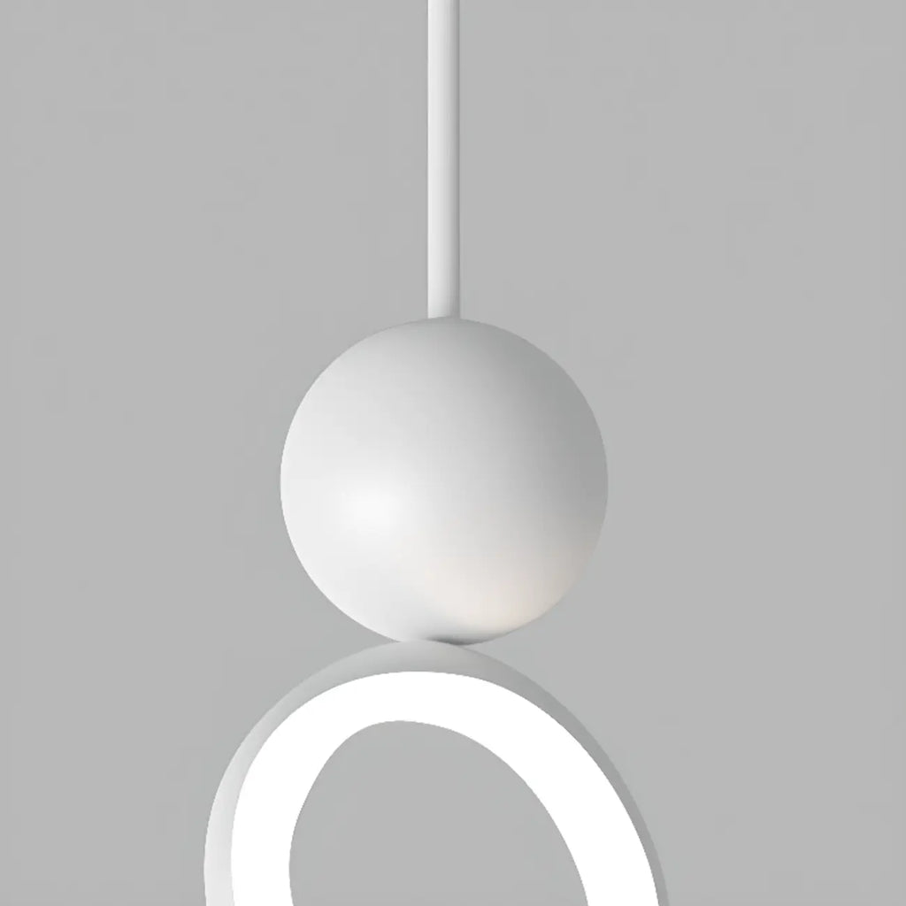 Suspension minimaliste en métal blanc avec LED