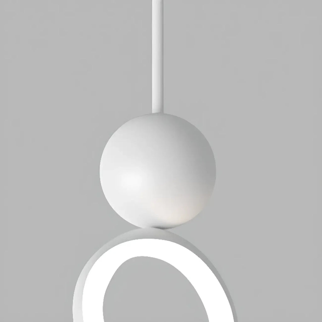 Suspension minimaliste en métal blanc avec LED