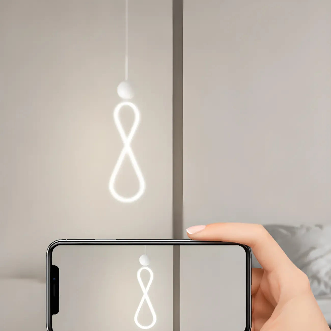 Suspension minimaliste en métal blanc avec LED
