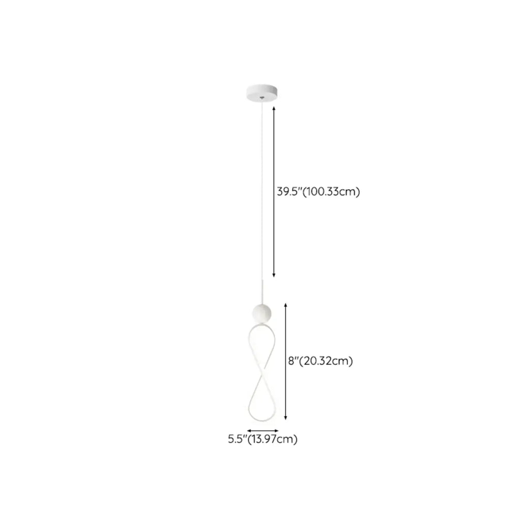 Suspension minimaliste en métal blanc avec LED