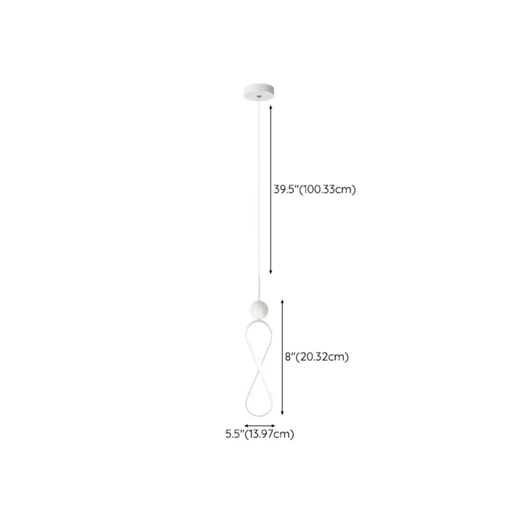 Suspension minimaliste en métal blanc avec LED