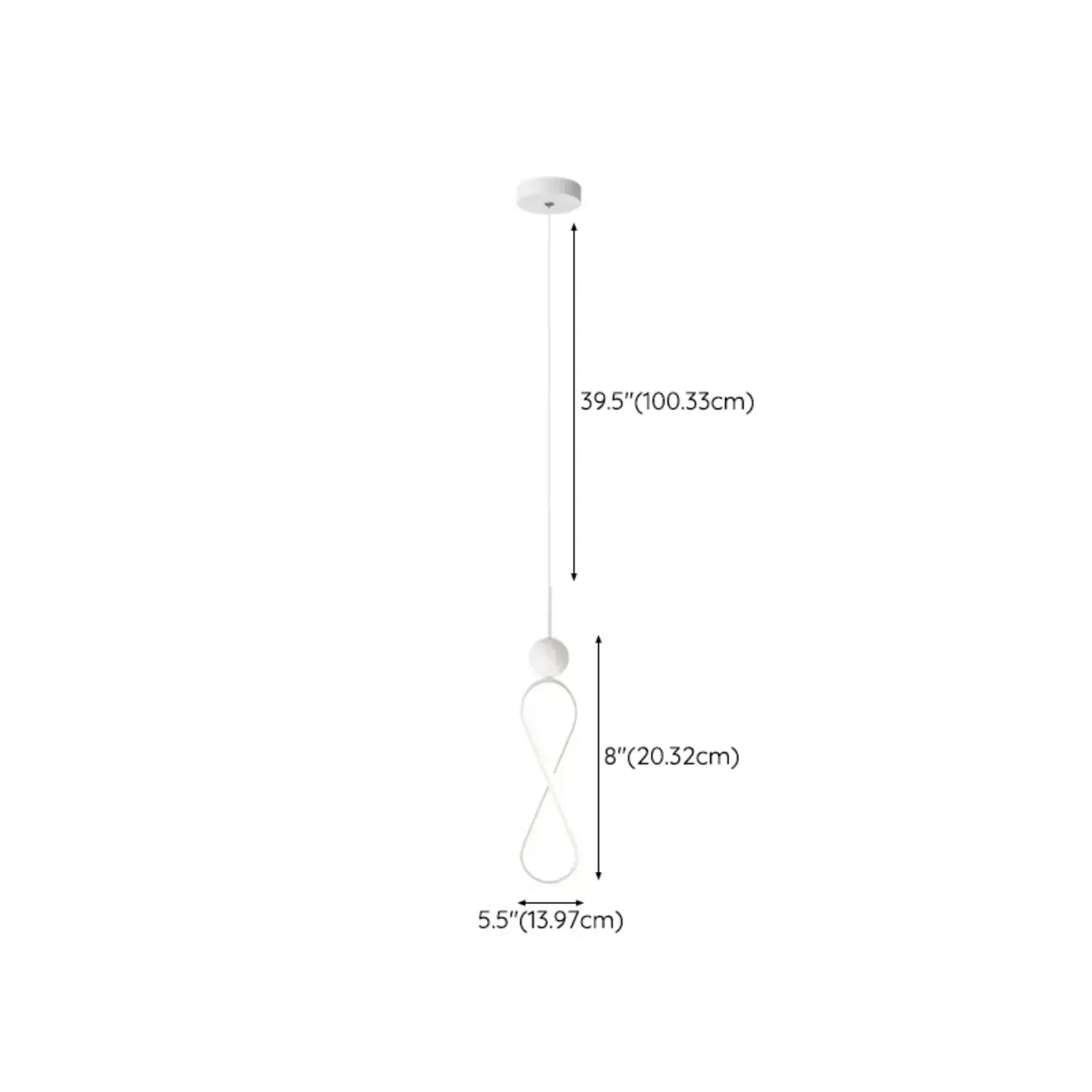 Suspension minimaliste en métal blanc avec LED