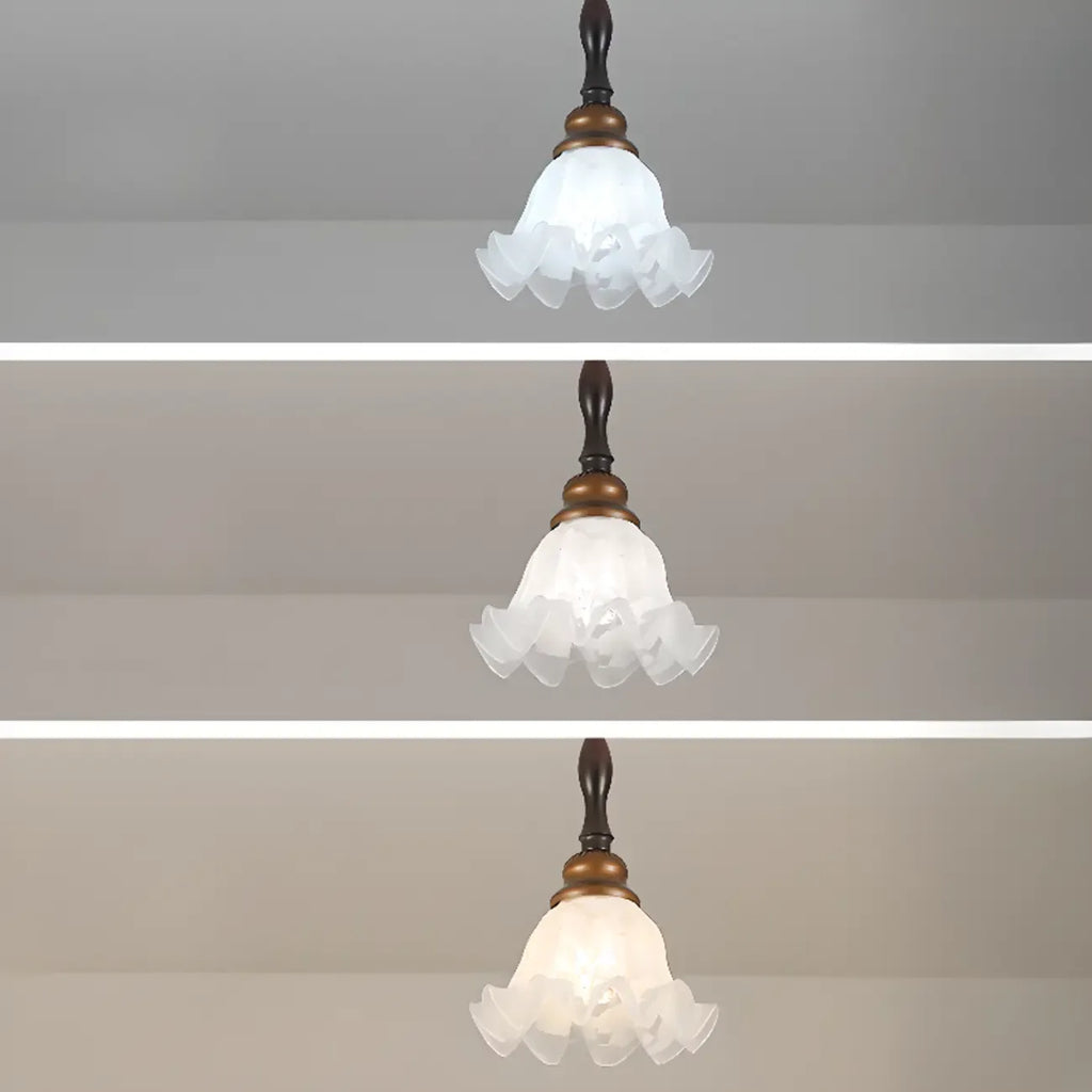 Suspension moderne à 3 lumières en verre en forme de fleur pour îlot de cuisine